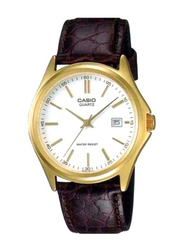 Casio Enticer Analog Watch for Men with Leather Band, Water Resistant, MTP-1183Q-7A, Brown-White