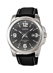 Casio Analog Watch for Men with Leather Band, Water Resistant, MTP-1314L-8AV, Black-Silver