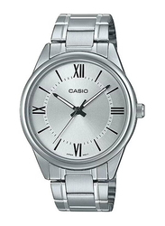 Casio Analog Quartz Watch for Men with Stainless Steel Band, MTP-V005D-7B5UDF, Silver-White