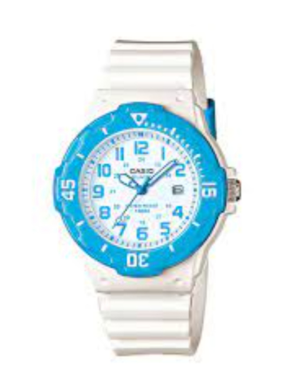 

Casio Pop Series Analog Watch for Women with Resin Band, Water Resistant, LRW-200H-2BVDF, White-Blue