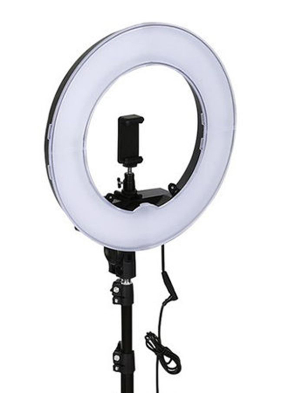 12-inch LED Ring Light with Tripod Stand and Phone Holder, Black/White
