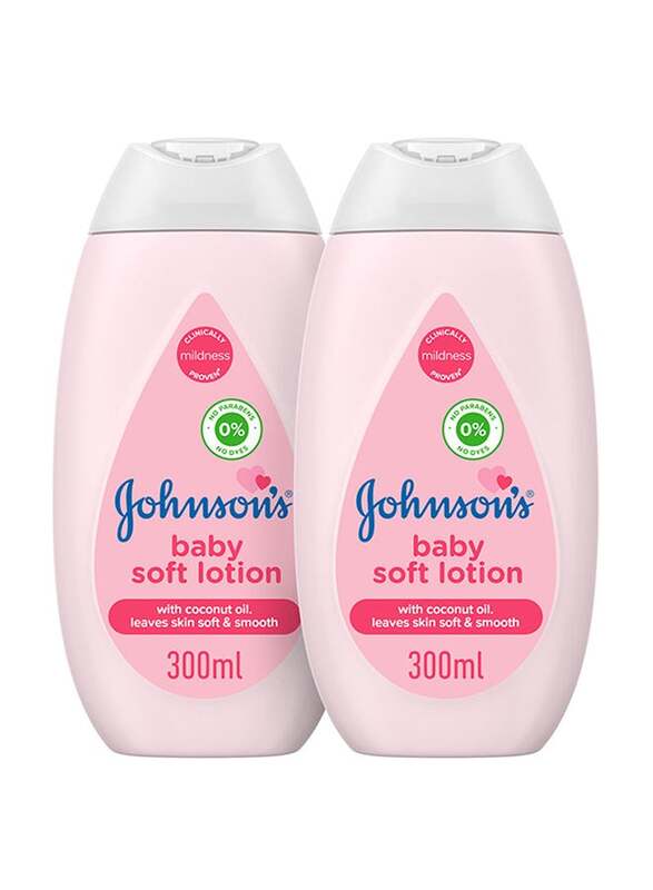 Johnson's 2-Piece 300ml Baby Soft Lotion with Coconut Oil for Soft & Smooth Skin, White