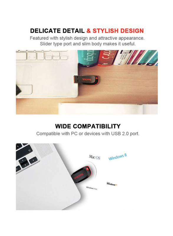 Sandisk 128GB CZ50 Cruzer Blade Mini Encryption USB 2.0 Pen Drive, C6004-128-L, Black