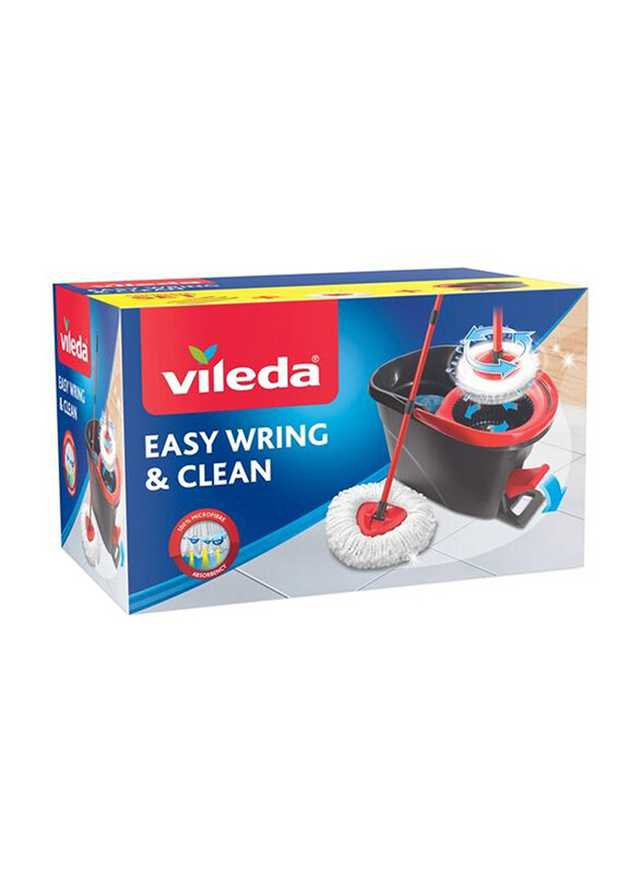 

Vileda Easy Wring and Clean Spin Floor Mop Set, 2 Pieces, Red/Black
