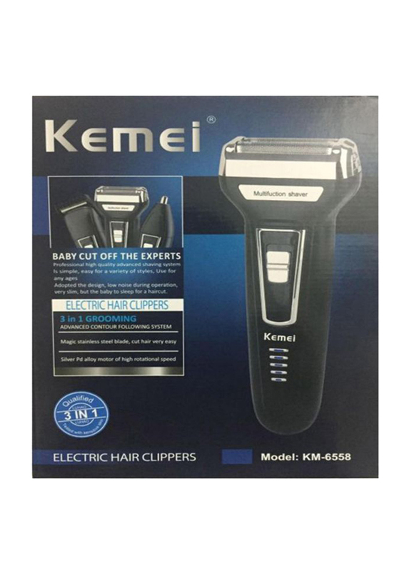 Kemei 3-in-1 Electric Trimmer Set, KM-6558, Black