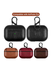 PU Leather EarPods Protective Case Cover with Climbing Hook for Apple AirPods Pro, Brown/Black