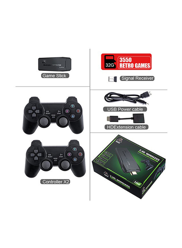 Mi Vaza Y3 Lite HD TV Game Console, 32GB, with 2 Controllers, Black