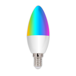 Saska LED E14 Smart Candle Light Bulbs Color Changing, Multi-Colored RGB, RGBCW 2700K-6000K, LED Bulbs with E14 Base, Works with Alexa and Google Home (1 Pack)