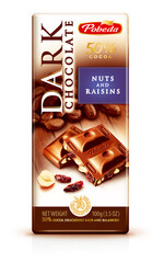Pobeda Dark chocolate with hazelnuts and raisins 50% cocoa