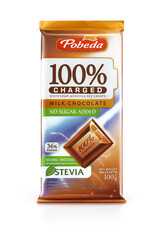 Pobeda Charged milk chocolate no sugar added with Stevia 36 % Cocoa