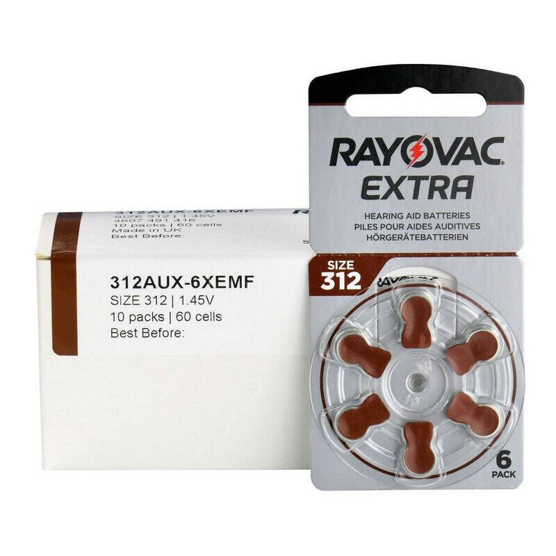 

Rayovac Extra 60-Pieces (Size 312) Zinc Air 1.45V Hearing Aid Batteries