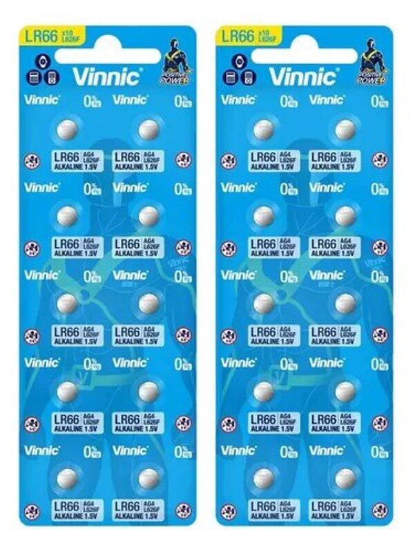 

Vinnic AG4 / LR66 (L626F) Alkaline 1.5V Button Cell Batteries - 20 Pieces