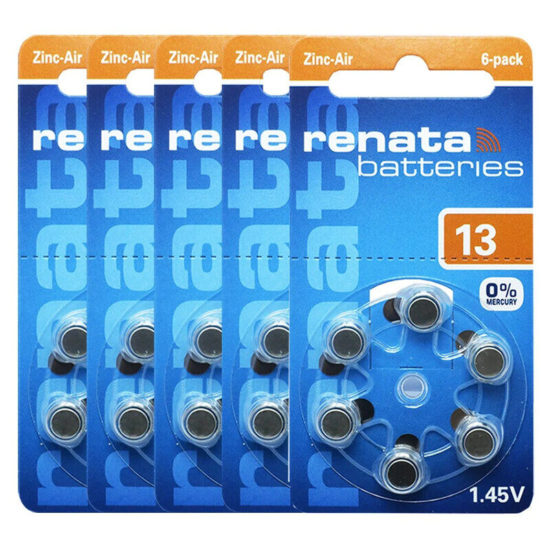 

Renata 30-Pieces (Size 13) Hearing Aid 1.45V Zinc-Air 0% Mercury Batteries