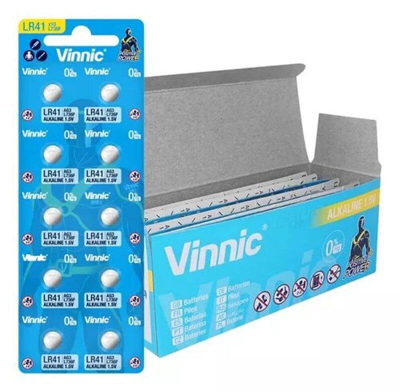 

Vinnic AG3 / LR41 (L736F) Alkaline 1.5V Button Cell Batteries - 100 Pieces