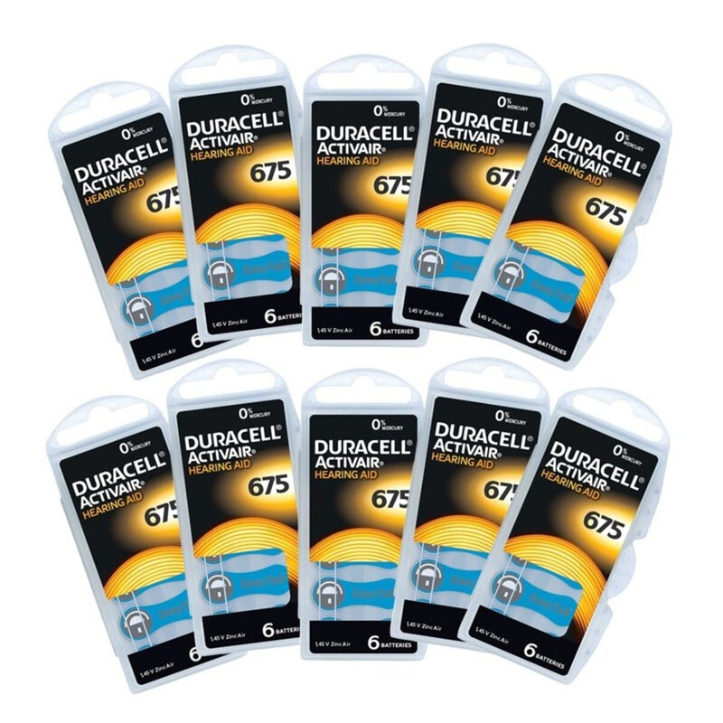 Duracell 60-Pieces (675 Size) Activair (PR44) Zinc-Air 1.45V 0% Mercury Hearing Aid Batteries