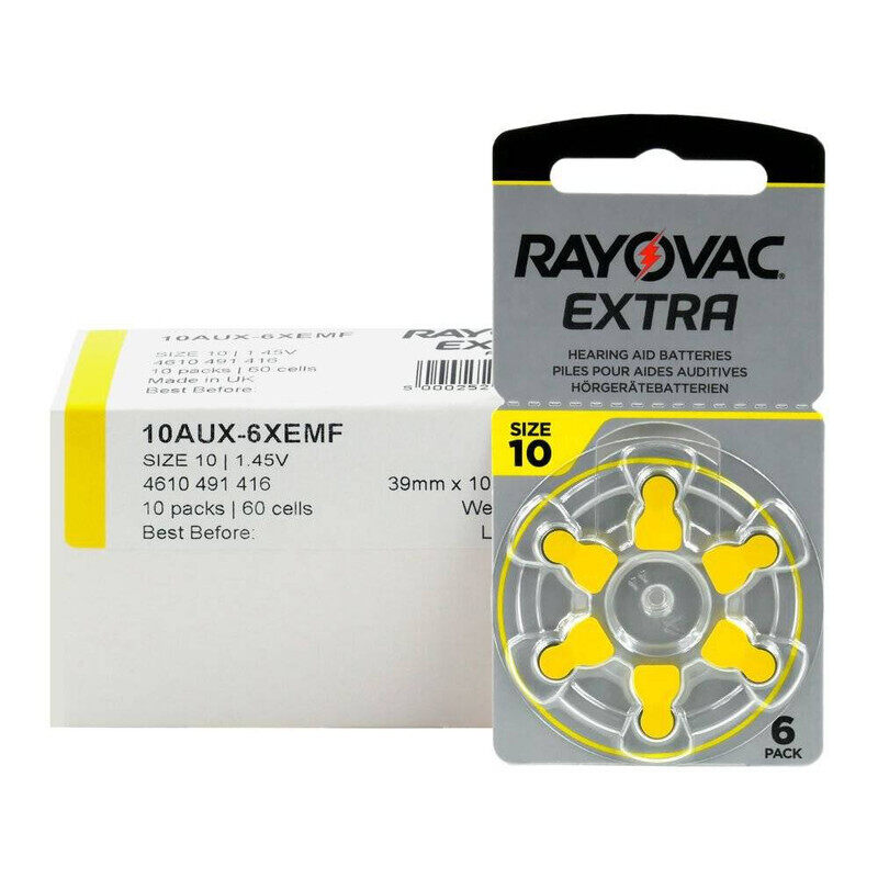 

Rayovac Extra 60-Pieces (Size 10) Zinc Air 1.45V Hearing Aid Batteries