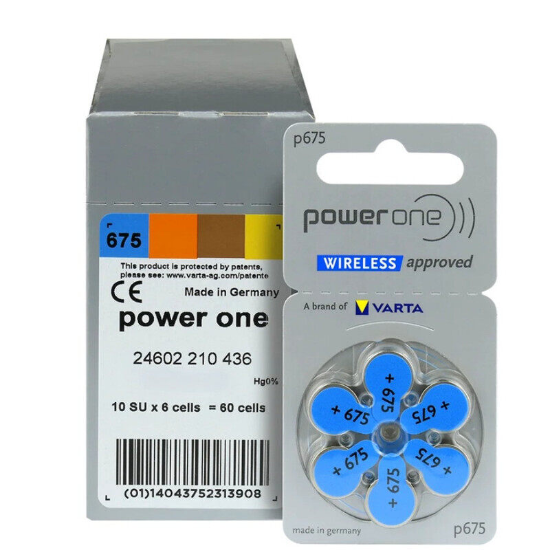 

Powerone 60-Pieces (P675 Size) Wireless Approved (PR44) Zinc-Air 1.45V 0% Mercury Hearing Aid Batteries