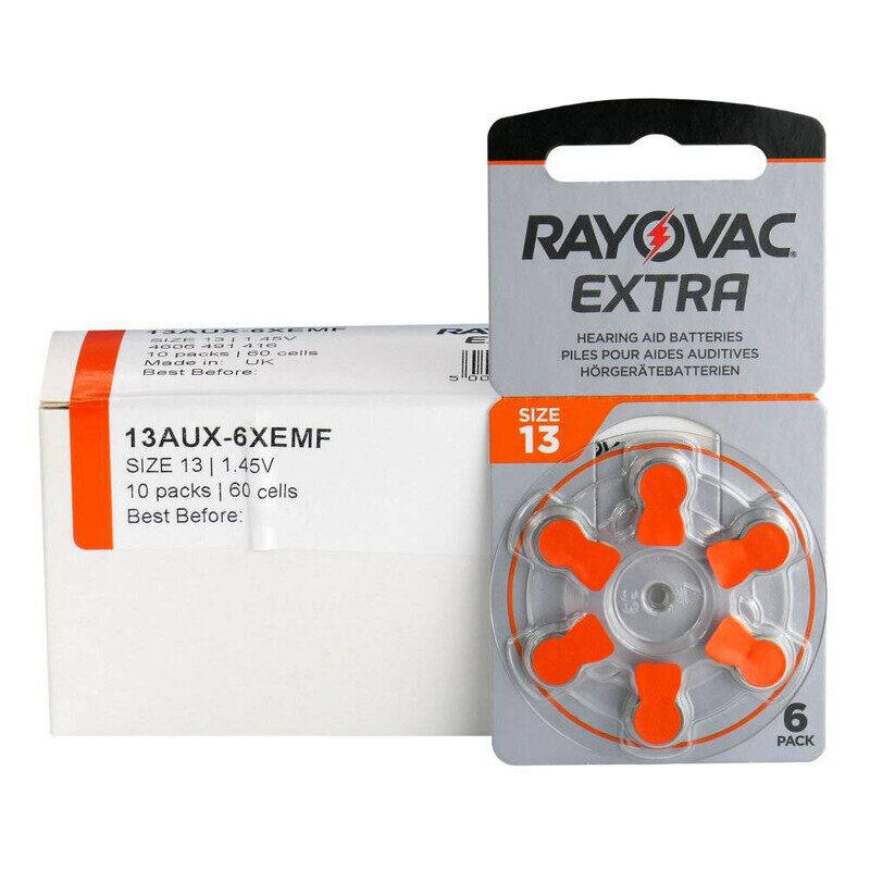 

Rayovac Extra 60-Pieces (Size 13) Zinc Air 1.45V Hearing Aid Batteries