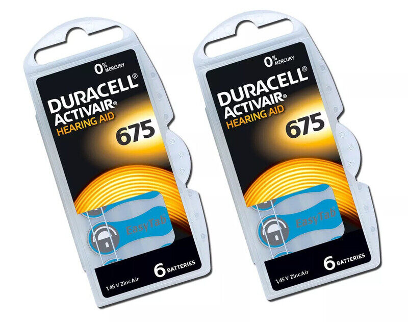 

Duracell 12-Pieces (675 Size) Activair (PR44) Zinc-Air 1.45V 0% Mercury Hearing Aid Batteries