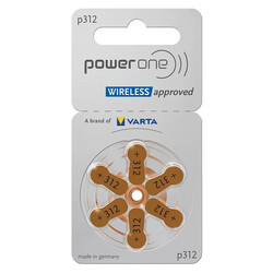 Powerone 6-Pieces (P312 Size) VARTA Wireless Approved (PR41) Zinc-Air 1.45V 0% Mercury Hearing Aid Batteries