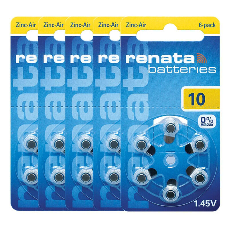 

Renata 30-Pieces (Size 10) Hearing Aid 1.45V Zinc-Air 0% Mercury Batteries