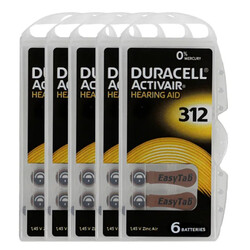 Duracell 30-Pieces (312 Size) Activair (PR41) Zinc-Air 1.45V 0% Mercury Hearing Aid Batteries