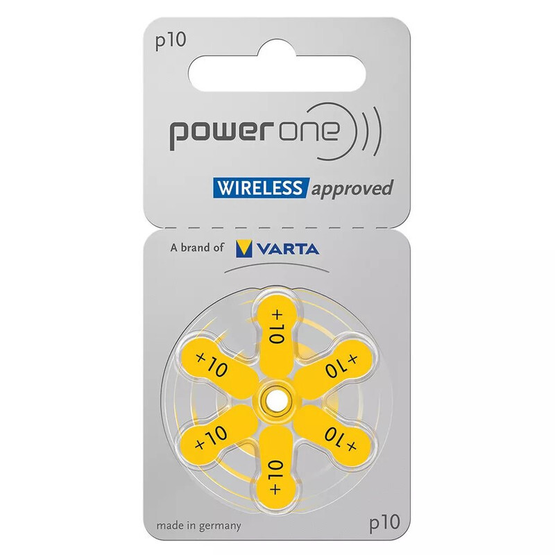 Powerone 6-Pieces (P10 Size) VARTA Wireless Approved (PR70) Zinc-Air 1.45V 0% Mercury Hearing Aid Batteries