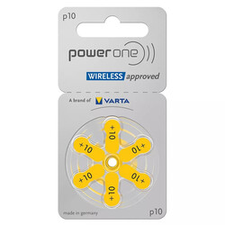 Powerone 6-Pieces (P10 Size) VARTA Wireless Approved (PR70) Zinc-Air 1.45V 0% Mercury Hearing Aid Batteries