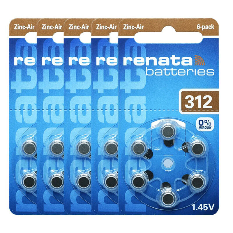 

Renata 30-Pieces (Size 312) Hearing Aid 1.45V Zinc-Air 0% Mercury Batteries