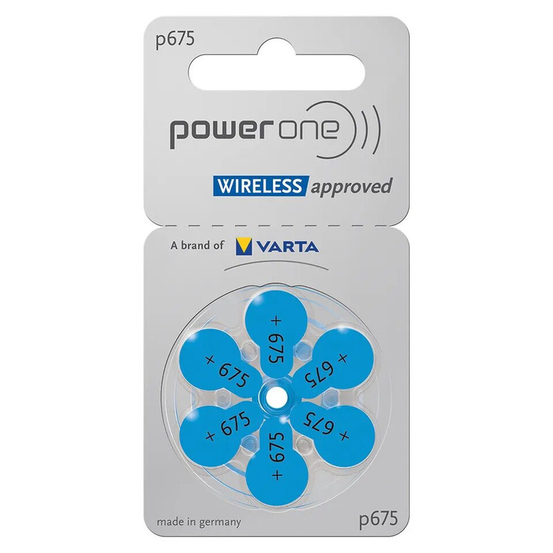 Powerone 6-Pieces (P675 Size) VARTA Wireless Approved (PR44) Zinc-Air 1.45V 0% Mercury Hearing Aid Batteries