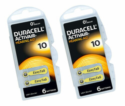 Duracell 12-Pieces (10 Size) Activair (PR70) Zinc-Air 1.45V 0% Mercury Hearing Aid Batteries