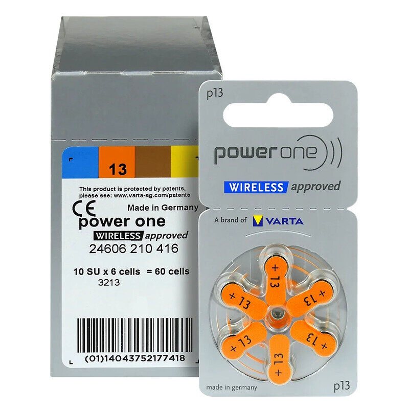 

Powerone 60-Pieces (P13 Size) Wireless Approved (PR48) Zinc-Air 1.45V 0% Mercury Hearing Aid Batteries