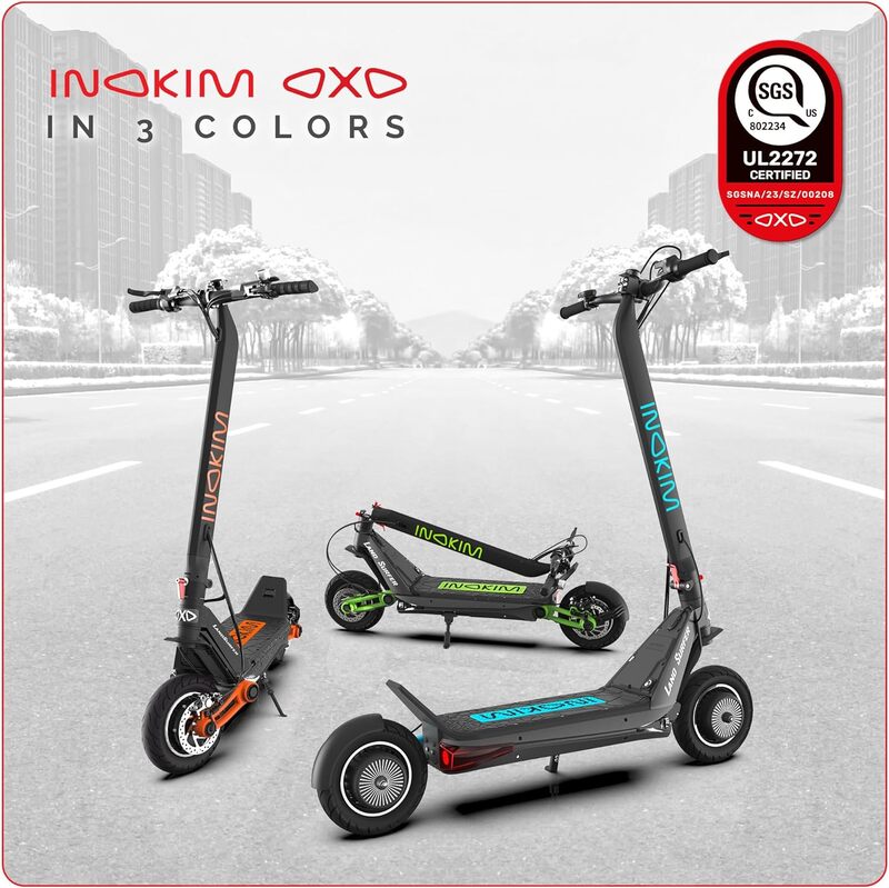 INOKIM OXO Super Electric Scooter for Adults 40 MPH, 2x1000W (2600W Max) Motor, 68 Miles Range, 10" 6 Light System Air Filled Tires, Front & Rear LED Light, Foldable, Adjustable Suspension
