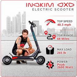 INOKIM OXO Super Electric Scooter for Adults 40 MPH, 2x1000W (2600W Max) Motor, 68 Miles Range, 10" 6 Light System Air Filled Tires, Front & Rear LED Light, Foldable, Adjustable Suspension