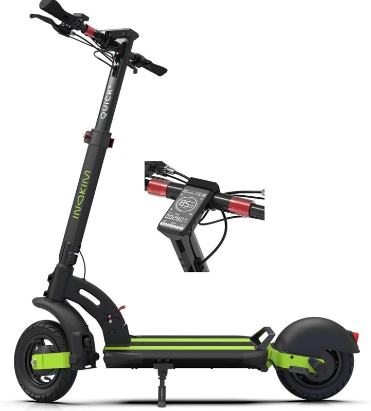 INOKIM Quick 4 Electric Scooter Adults, Powerful 600W (1100W Max) Motor, 44 Mile Range, 25 MPH, 10" Pneumatic Tires, Front & Rear LED Light, Quick Foldable, Dual Suspension System