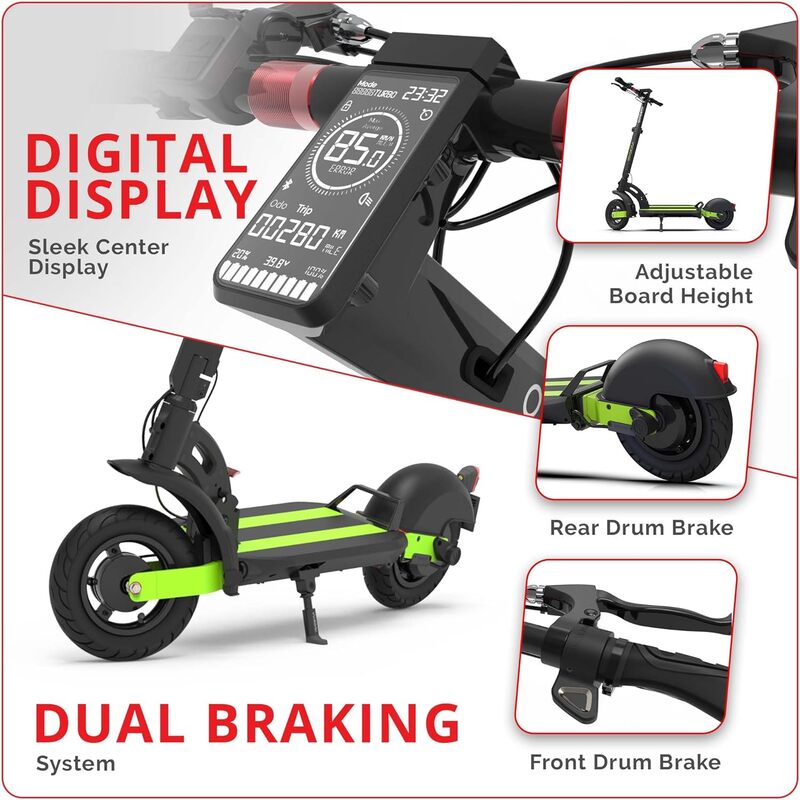 INOKIM Quick 4 Electric Scooter Adults, Powerful 600W (1100W Max) Motor, 44 Mile Range, 25 MPH, 10" Pneumatic Tires, Front & Rear LED Light, Quick Foldable, Dual Suspension System