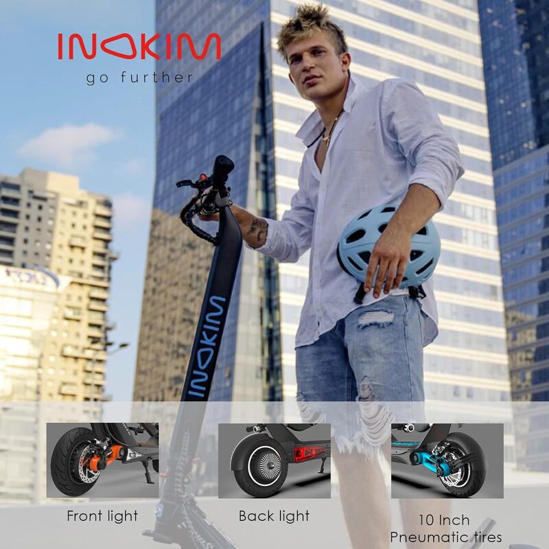 INOKIM OXO Super Electric Scooter for Adults 40 MPH, 2x1000W (2600W Max) Motor, 68 Miles Range, 10" 6 Light System Air Filled Tires, Front & Rear LED Light, Foldable, Adjustable Suspension