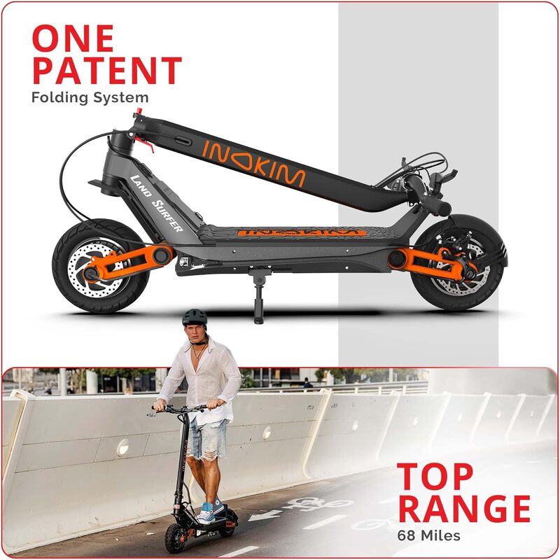 INOKIM OXO Super Electric Scooter for Adults 40 MPH, 2x1000W (2600W Max) Motor, 68 Miles Range, 10" 6 Light System Air Filled Tires, Front & Rear LED Light, Foldable, Adjustable Suspension