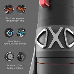 INOKIM OXO Super Electric Scooter for Adults 40 MPH, 2x1000W (2600W Max) Motor, 68 Miles Range, 10" 6 Light System Air Filled Tires, Front & Rear LED Light, Foldable, Adjustable Suspension