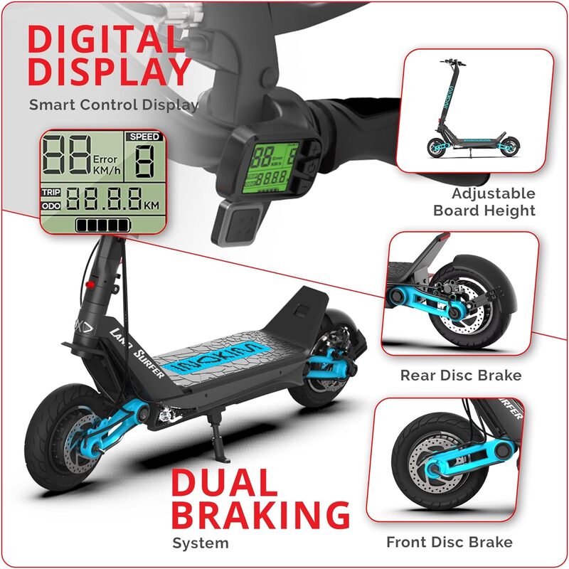 INOKIM OXO Super Electric Scooter for Adults 40 MPH, 2x1000W (2600W Max) Motor, 68 Miles Range, 10" 6 Light System Air Filled Tires, Front & Rear LED Light, Foldable, Adjustable Suspension