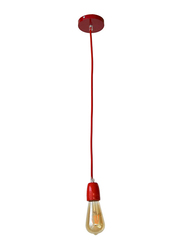 Salhiya Lighting Veronica Suspension Indoor Ceramic Hanging Pendant Light, E27 Bulb Type, Braided Cable, Retro Style, 68/19, Red
