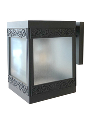 Salhiya Lighting Indoor/Outdoor Wall Light, E27 Bulb Type, Glass Diffuser, 6601, Dark Grey/Silver