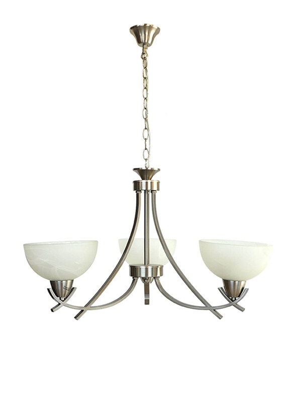 

Salhiya Lighting Uplight Chandelier, E27 Bulb Type, 3 Arms, D605, Satin Nickel