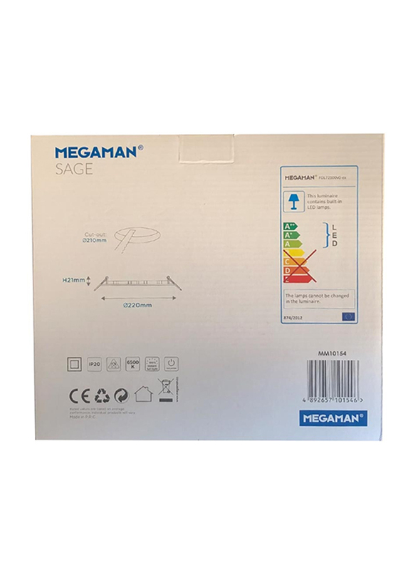 Megaman Sage Ultra Slim Ceiling Downlight, LED Bulb Type, 22W, FDL72100V0EX, 6500K-Daylight