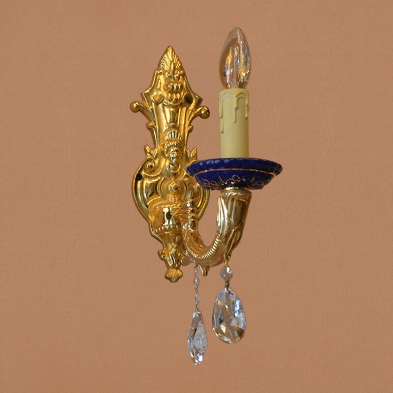 

Salhiya Lighting Indoor Crystal Candle Wall Light, E14 Bulb Type, BL95121, Gold