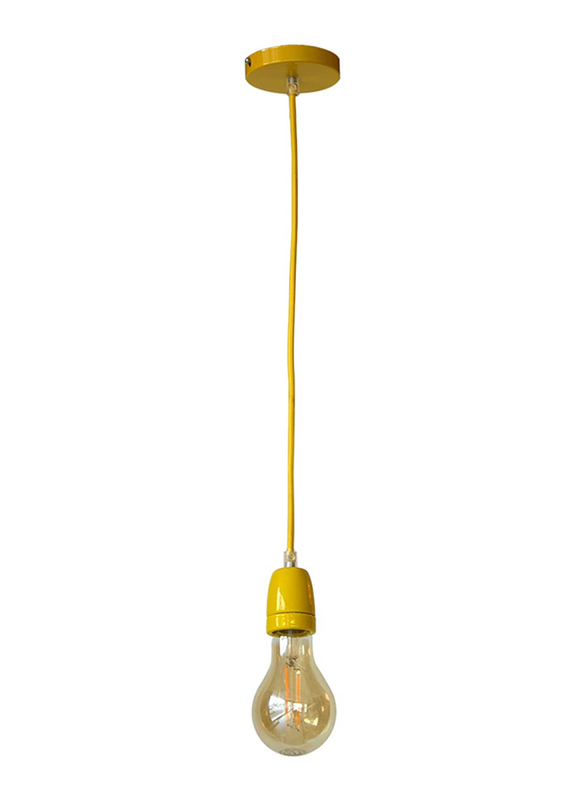 Salhiya Lighting Veronica Suspension Indoor Ceramic Hanging Pendant Light, E27 Bulb Type, Braided Cable, Retro Style, 69/19, Yellow