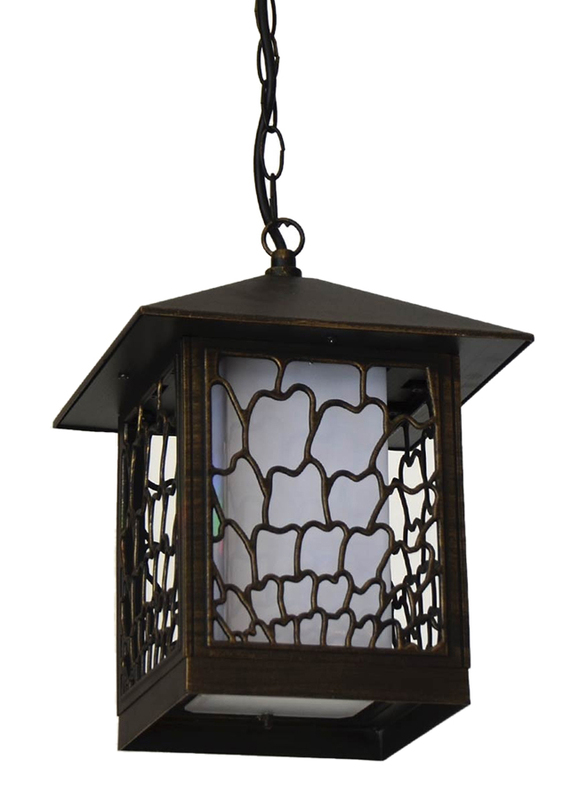 Salhiya Lighting Outdoor Hanging Ceiling Light, E27 Bulb Type, Glass Diffuser, 7805, Brown