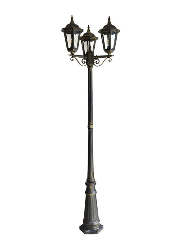 Salhiya Lighting 3 Heads Pole Light, Black/Gold