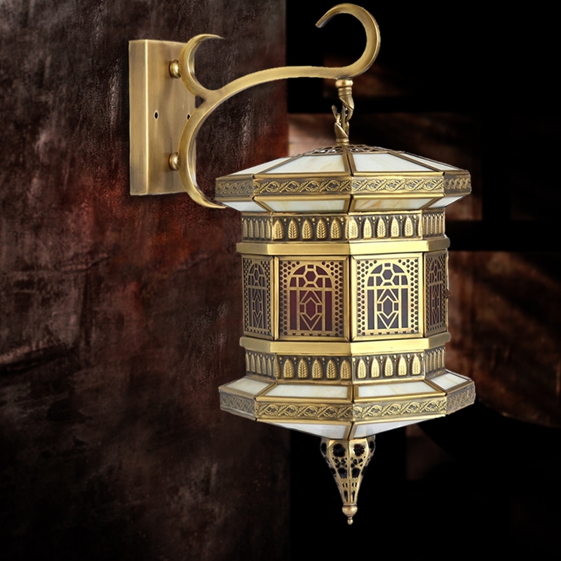 Salhiya Lighting Indoor Arabic Thin Wall Light, E27 Bulb Type, DT0827, Brass