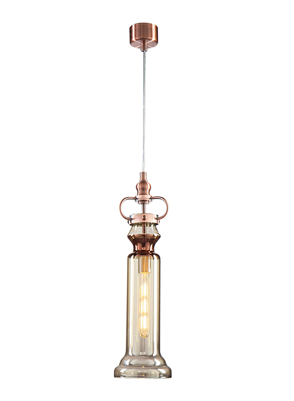 Salhiya Lighting Liza Indoor Glass Ceiling Pendant Light, E27 Bulb Type, D1805, Frosted Rose Red/Amber